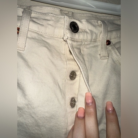 RE/DONE redone women’s white hidden button fly 90s high rise ankle crop jeans 29 - Picture 4 of 10